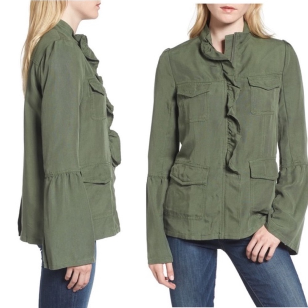 Hinge Design in Seattle Ruffled Placket Utility Jacket